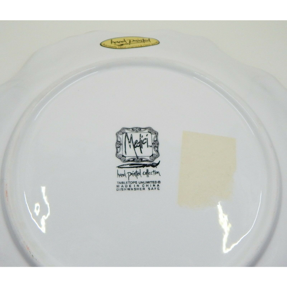 Tabletops Unlimited Hand-painted Medici Pattern Round Dinner Plate 11" - Picture 3 of 11